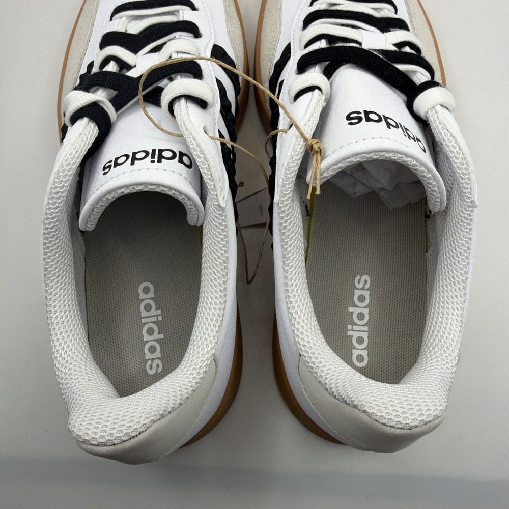 Adidas Women White Black Gum Sole Low Top Striped Athletic Sneakers . Size 11 - Picture 14 of 15